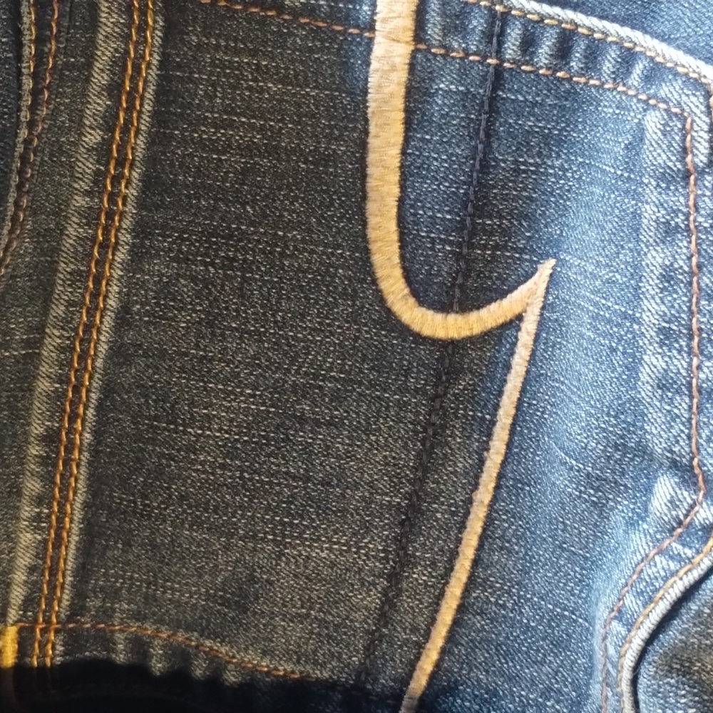 ♡ American Eagle Mid Rise Kick Boot Super Stretch Womans Size 14 Jeans 900 - Picture 7 of 8